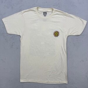 Reef Graphic T-Shirt Mens Small Cream Sun Logo Short Sleeve Paradise Beachwear